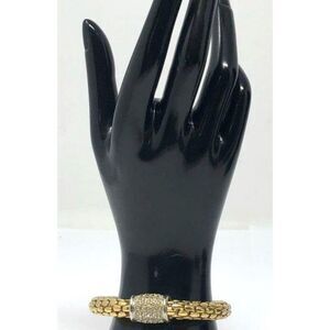 Signed Joan Rivers Gold Tone Weave Bangle Bracelet - Size 6.5